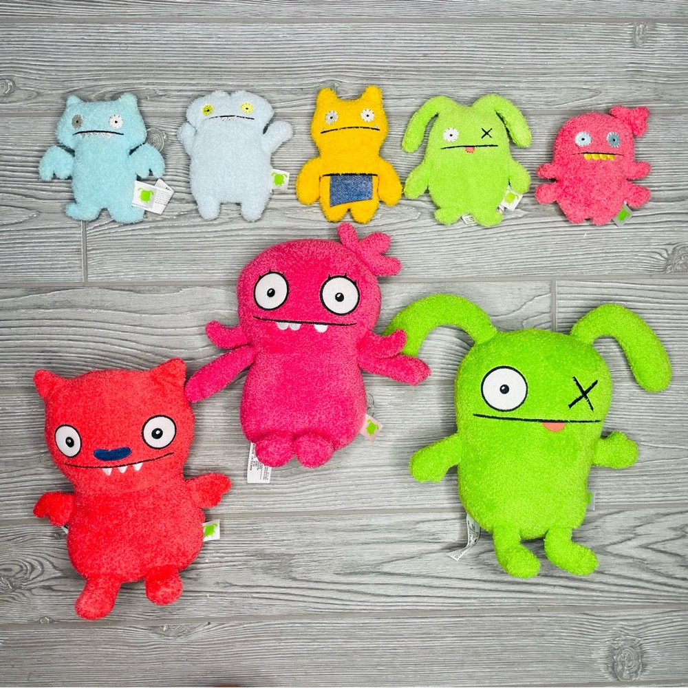 Ugly dolls plush toys wage , ox , lucky bat , moxie , babo 5 mini & 3 large